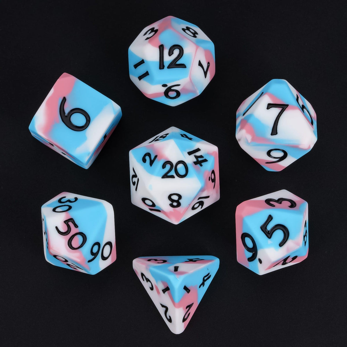 IUSTIDIE 7-Die Silicone DND Dice Set – Soft Touch, Durable Polyhedral Dice