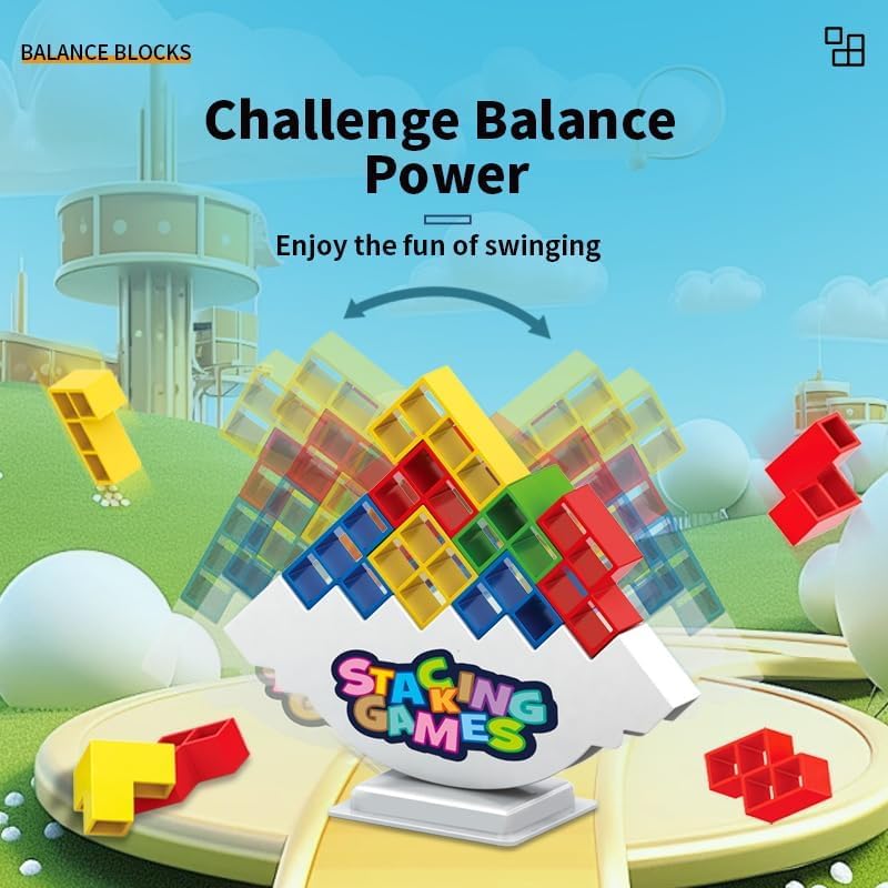iuuoi 64 PCS Tetra Board Game – Balance Stacking Blocks for 2 Players, Party & Family Nights
