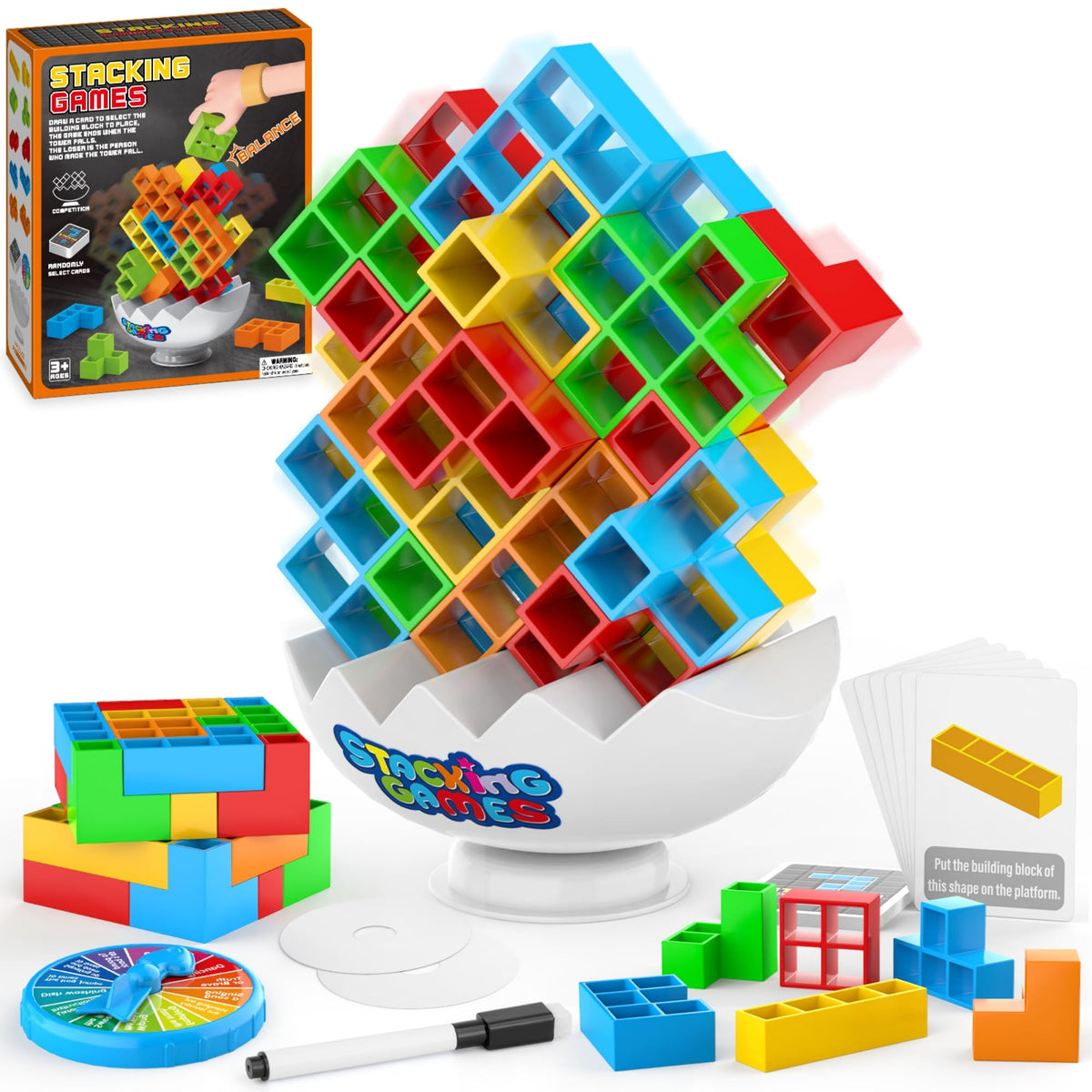 iuuoi 70Pcs Tetra Board Game – Stacking Balance Blocks for Family & Party Play (2 Players)