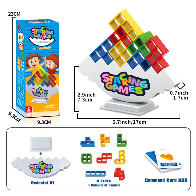 iuuoi 64 PCS Tetra Board Game – Balance Stacking Blocks for 2 Players, Party & Family Nights