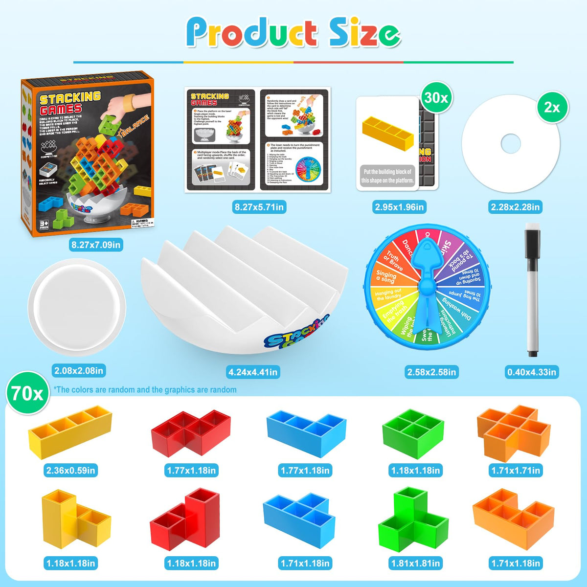 iuuoi 70Pcs Tetra Board Game – Stacking Balance Blocks for Family & Party Play (2 Players)