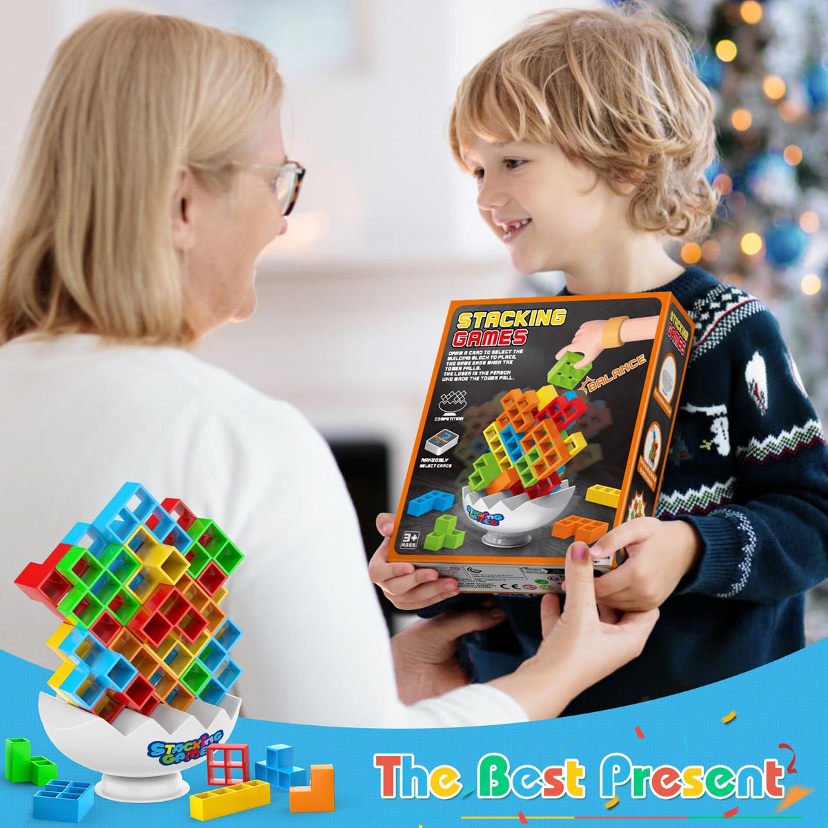 iuuoi 70Pcs Tetra Board Game – Stacking Balance Blocks for Family & Party Play (2 Players)