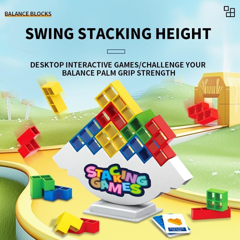 iuuoi 64 PCS Tetra Board Game – Balance Stacking Blocks for 2 Players, Party & Family Nights