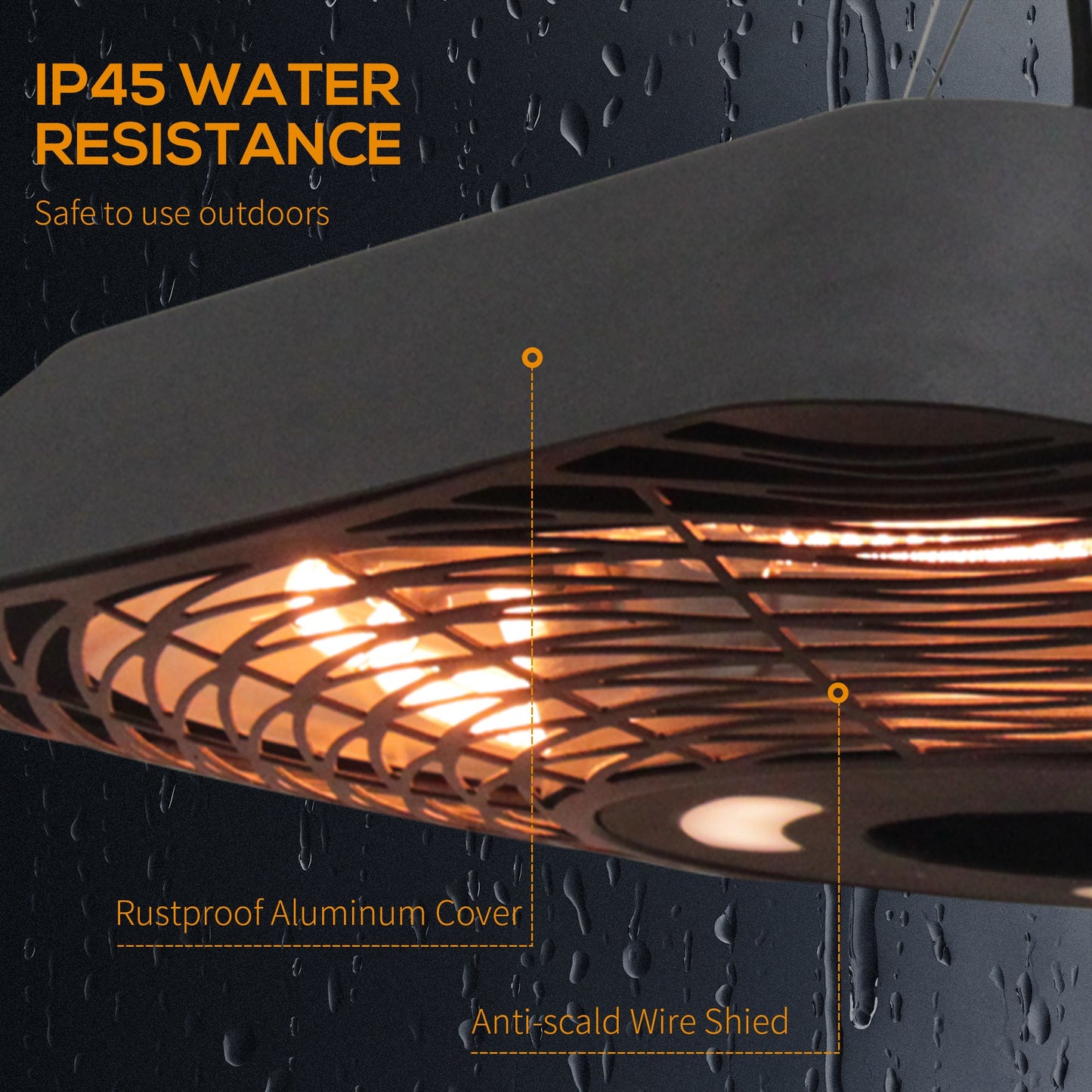 Outsunny 2000W Patio Electric Hanging Ceiling Heater Halogen Remote Aluminium
