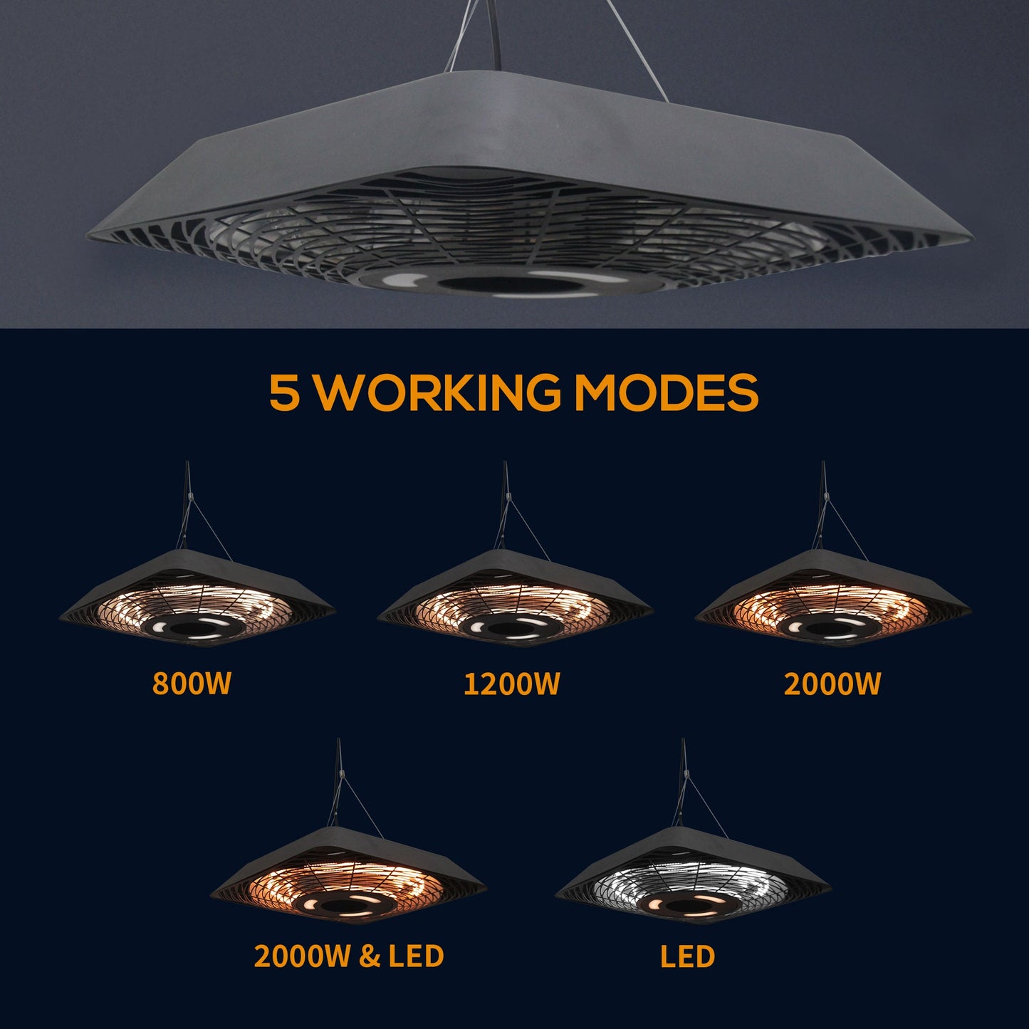 Outsunny 2000W Patio Electric Hanging Ceiling Heater Halogen Remote Aluminium