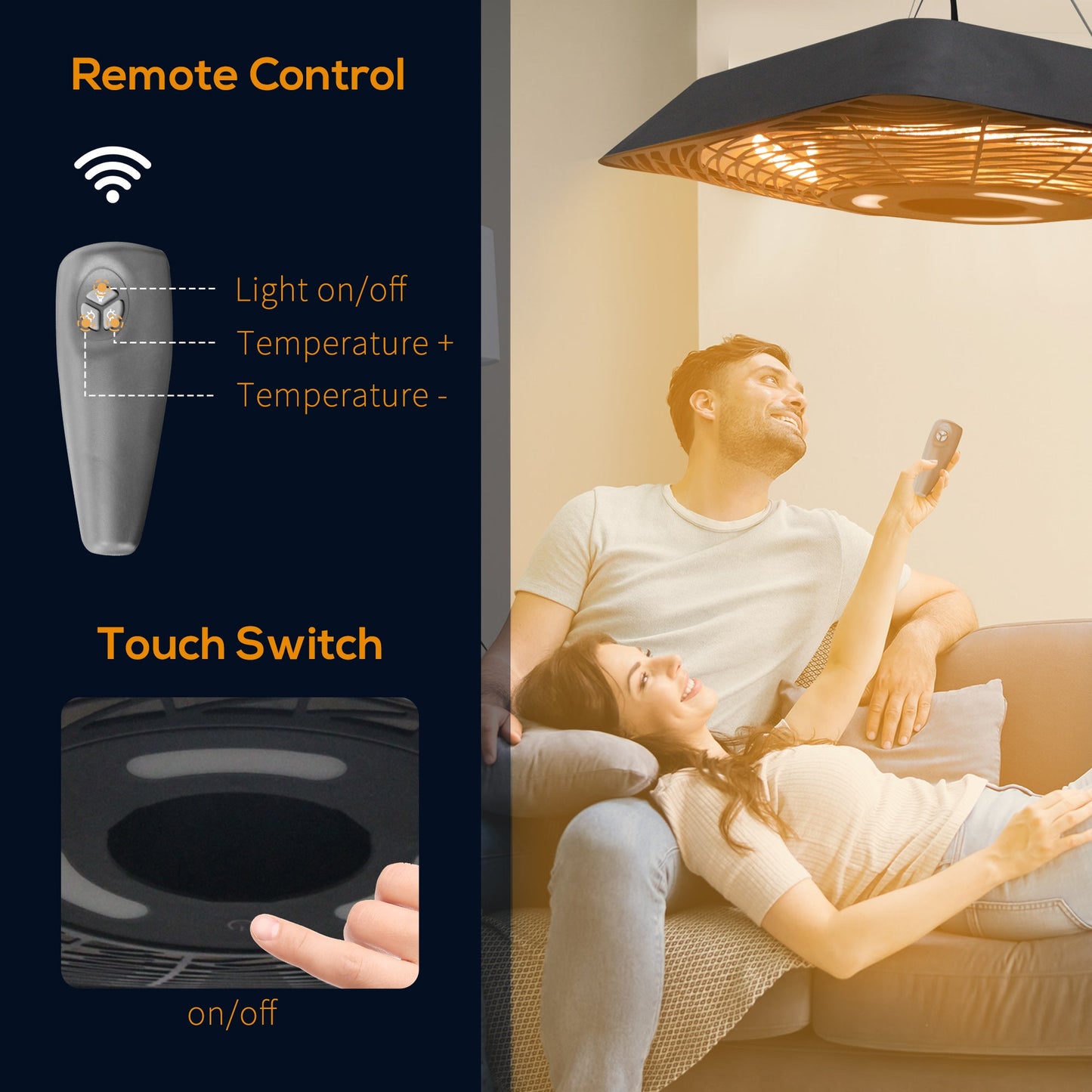 Outsunny 2000W Patio Electric Hanging Ceiling Heater Halogen Remote Aluminium