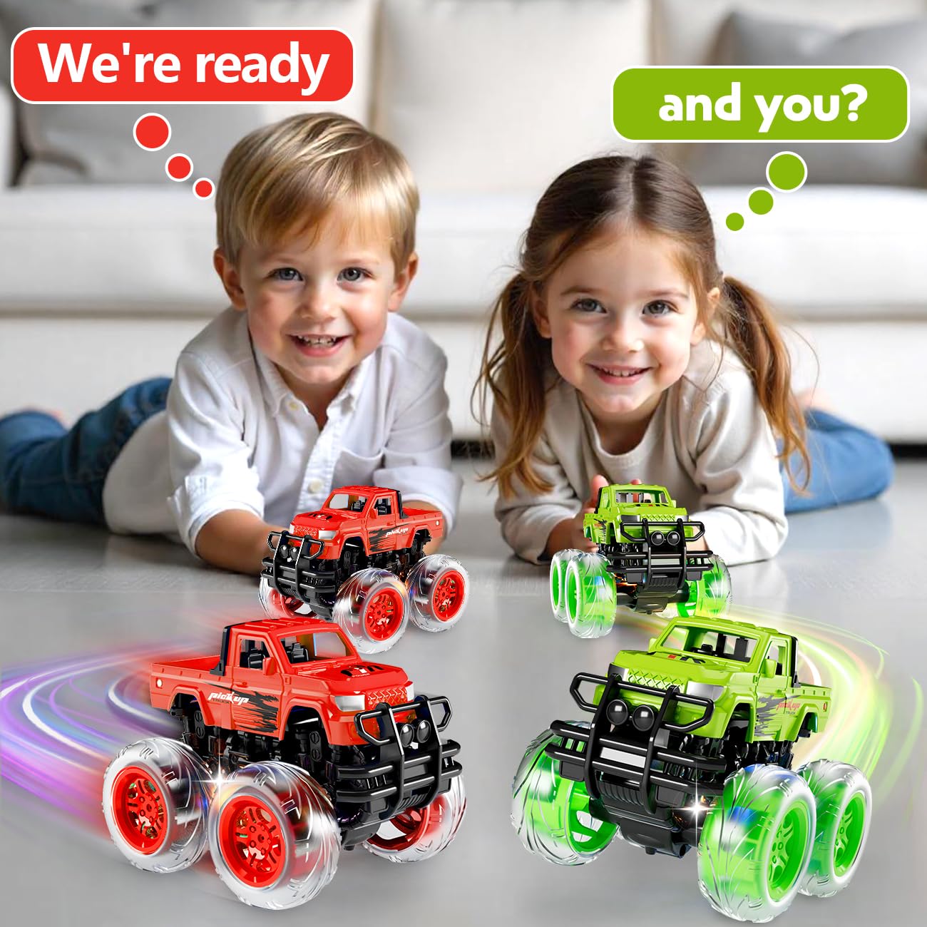iValea Monster Trucks: Light-Up Wheels and Demolition Doubles Battle Pack