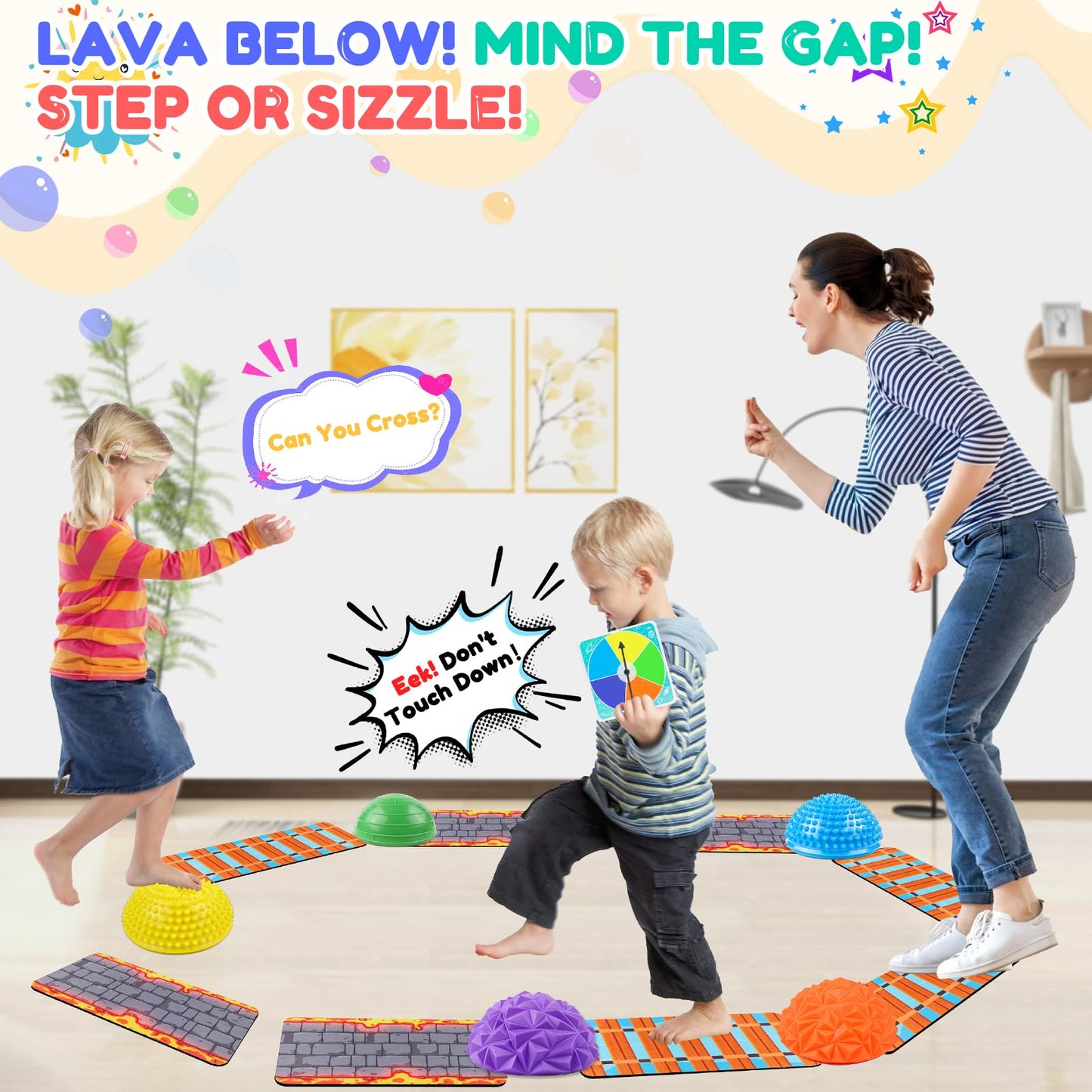IVENRXIU Stepping Stones – Textured Balance Pods, Floor Mats & Inflatable Balance Ball
