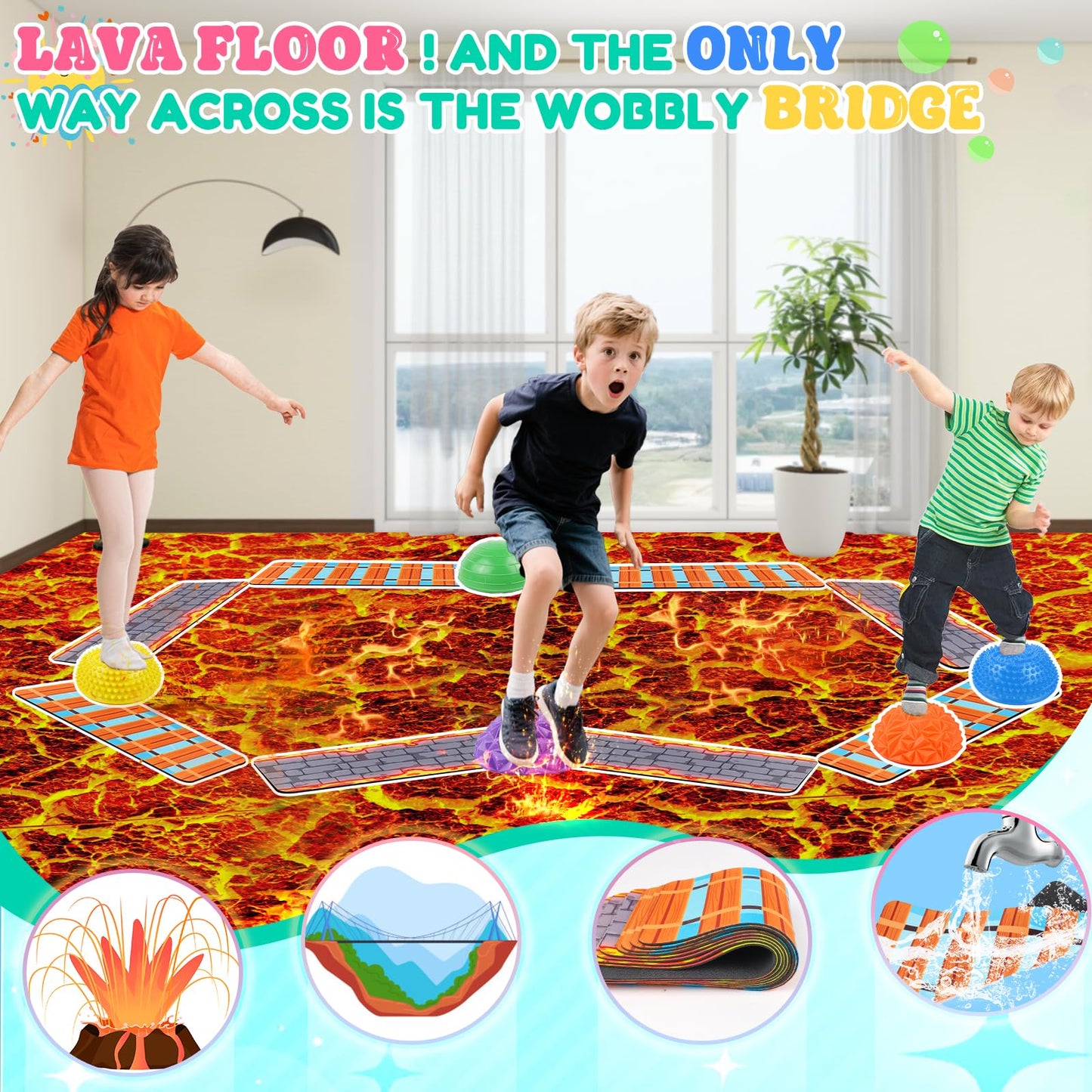 IVENRXIU Stepping Stones – Textured Balance Pods, Floor Mats & Inflatable Balance Ball