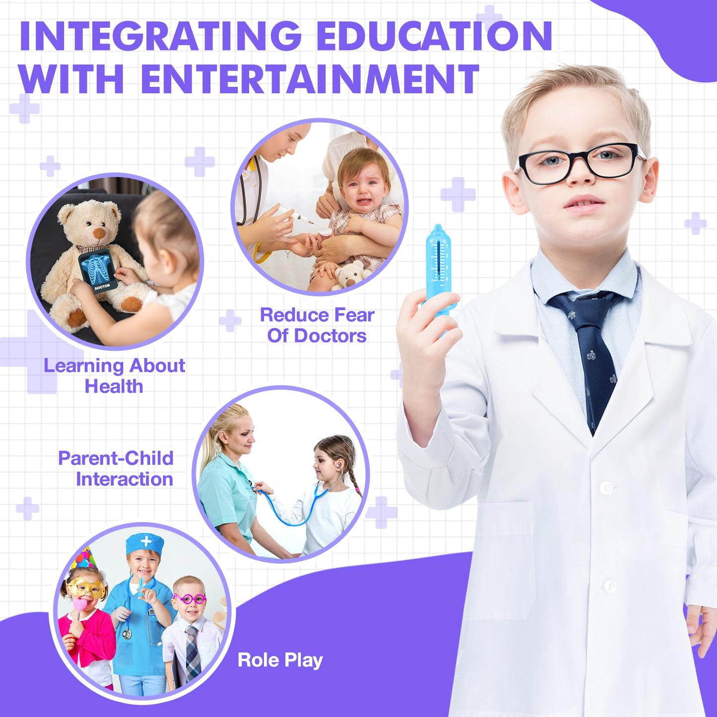 IVENRXIU Kids Doctors Play Set – 15 Pcs Doctor Kit with Real Stethoscope for Toddlers (3-5)