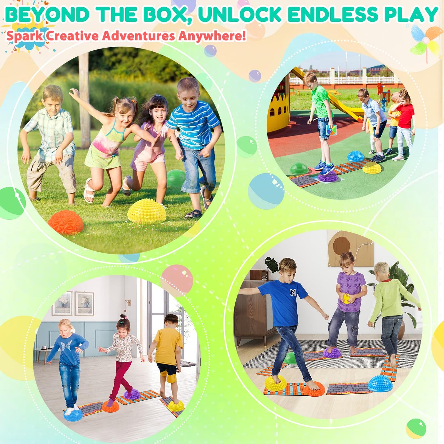 IVENRXIU Stepping Stones – Textured Balance Pods, Floor Mats & Inflatable Balance Ball