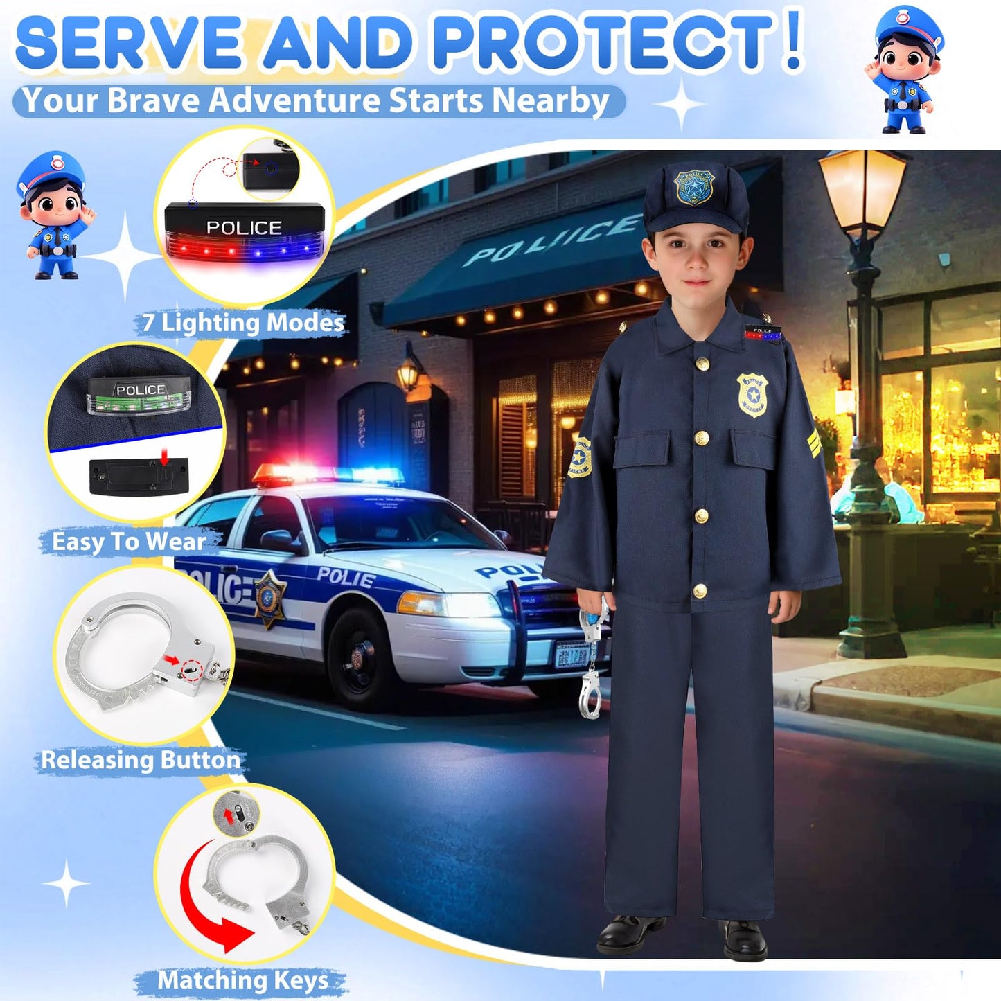IVENRXIU 4-in-1 Toddler Dress Up Set – Police, Doctor, Firefighter & Engineer Costumes for Ages 3-8