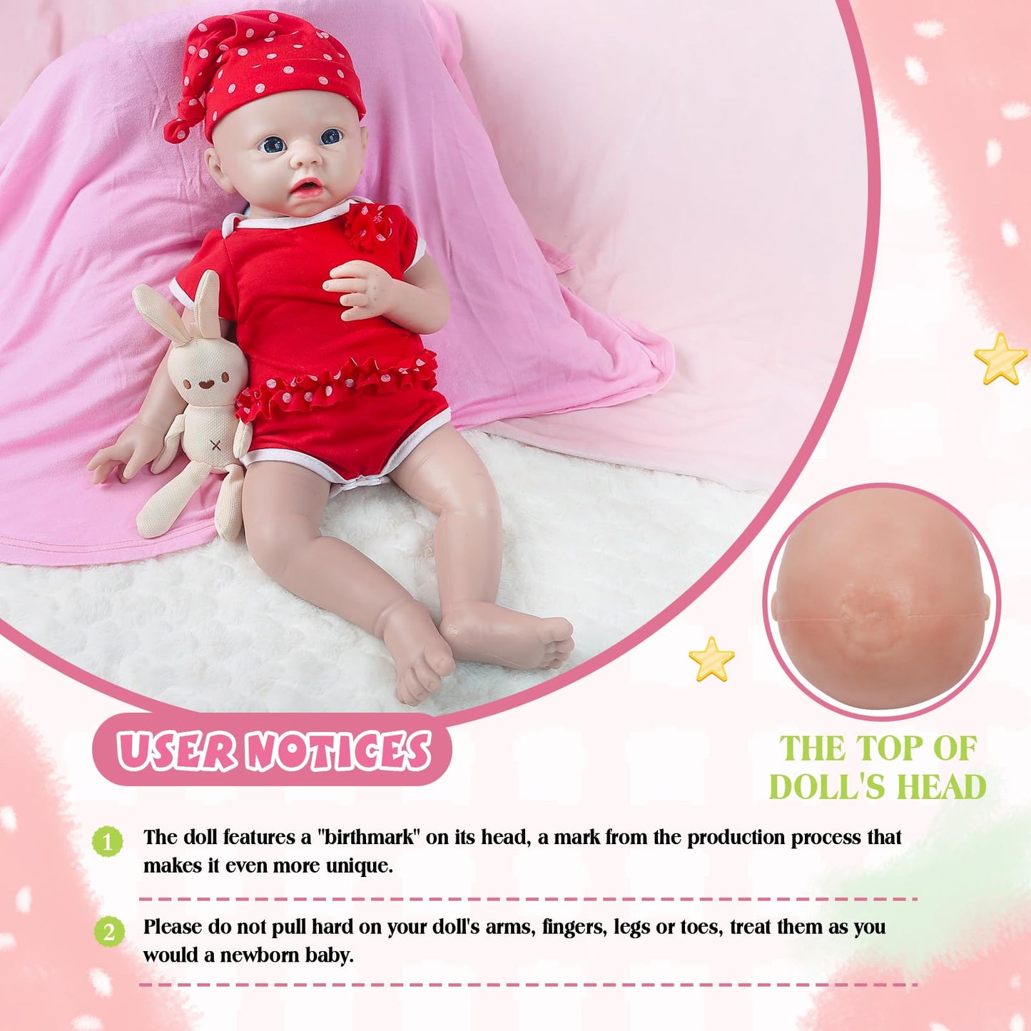 IVITA 16-Inch Lifelike Reborn Baby Doll Girl – Full Silicone, Weighted, Feeding Set
