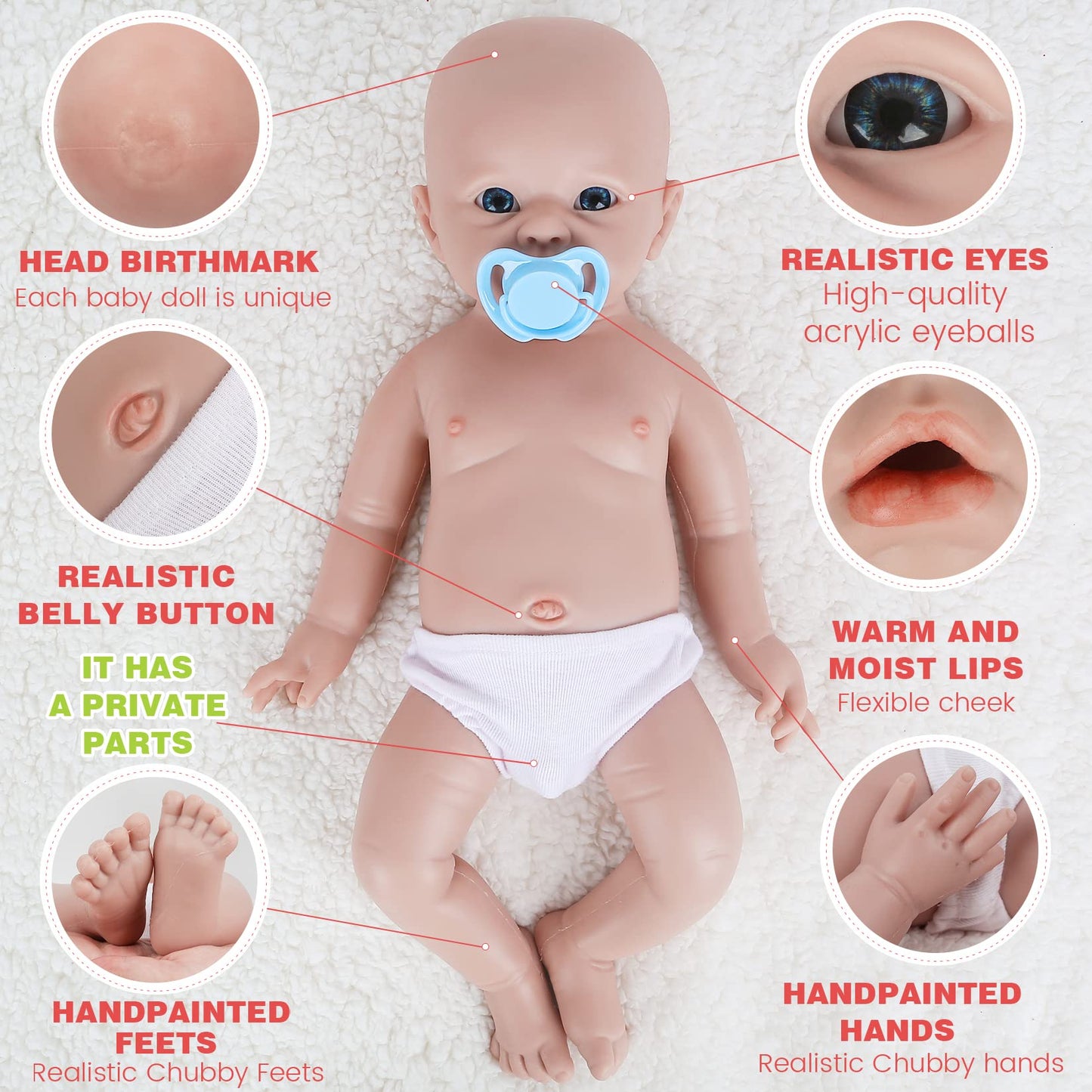 IVITA 20-Inch Reborn Silicone Baby Doll – Lifelike Real Newborn for Collectors & Kids 3+