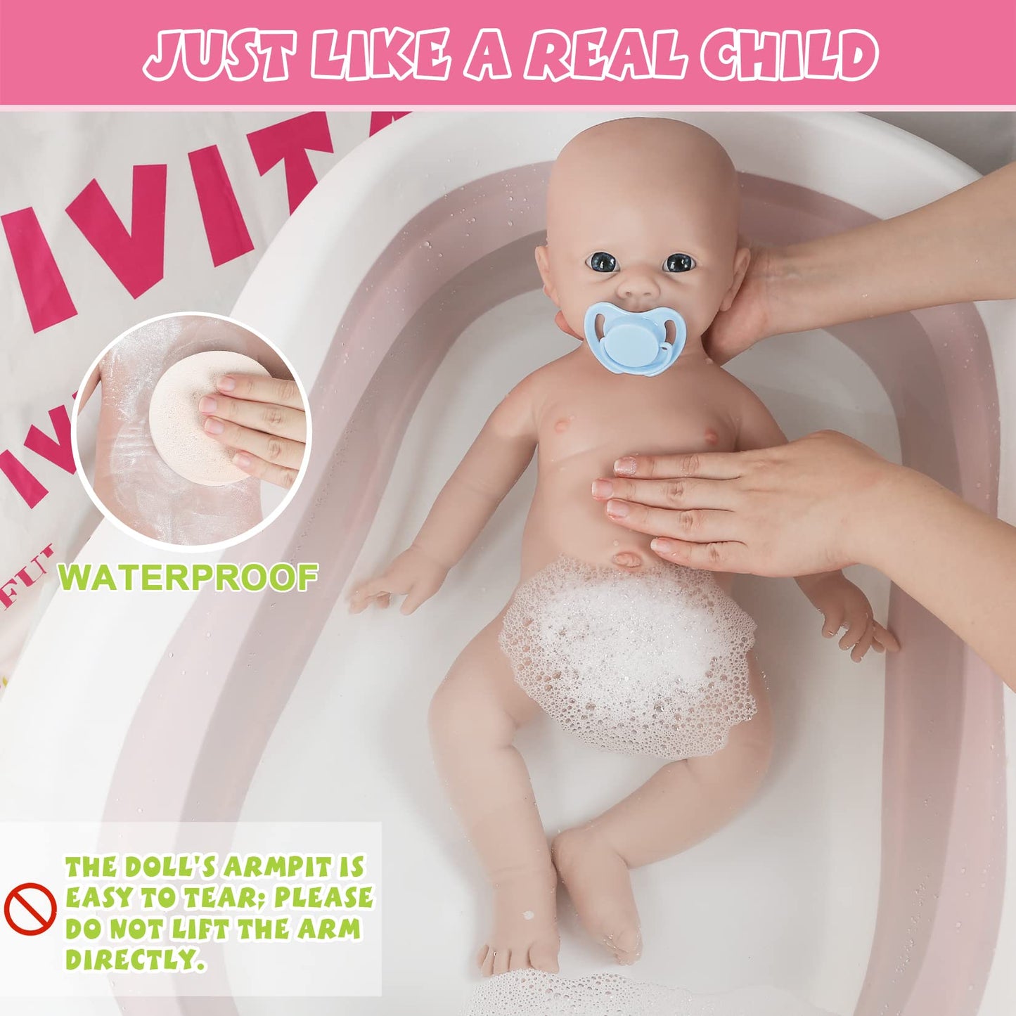 IVITA 20-Inch Reborn Silicone Baby Doll – Lifelike Real Newborn for Collectors & Kids 3+