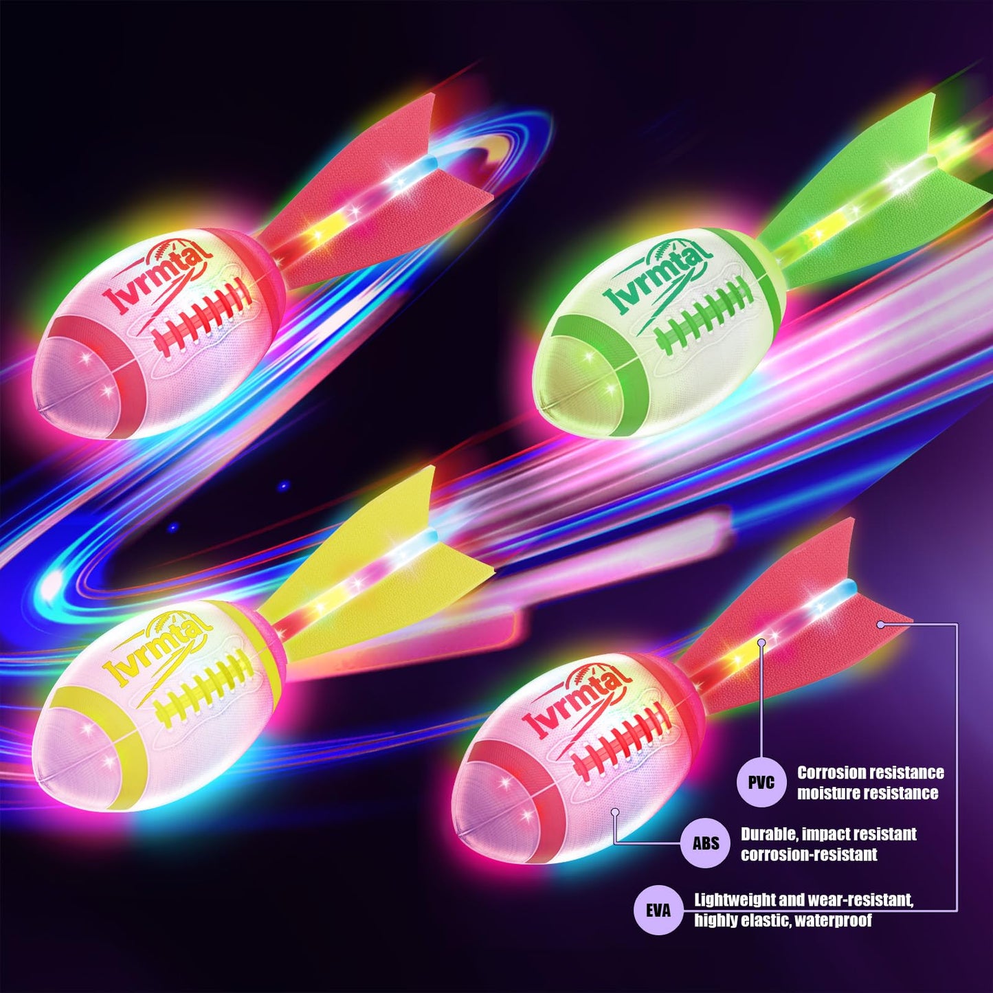 Ivrmtal Foam Glow Football – LED Light Up, Color-Changing Night Play for Kids 8-12