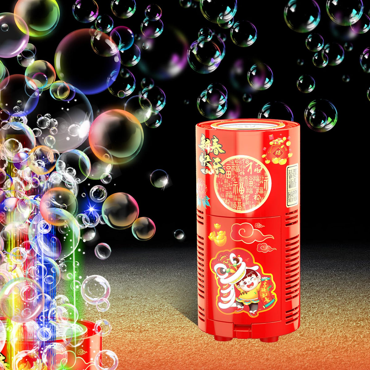 Ivtivfu Bubble Machine (13 Holes) with LED Lights — Portable Bubble Maker for Parties