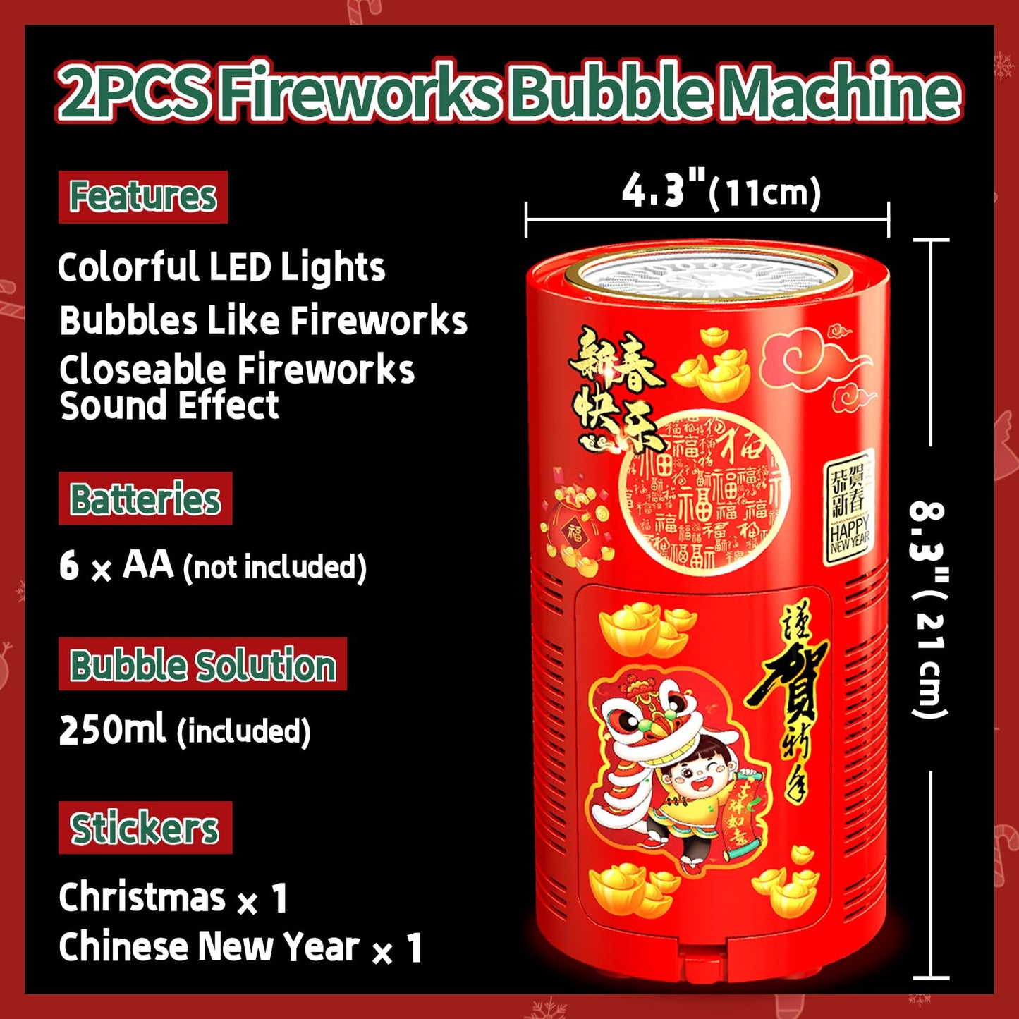 Ivtivfu Bubble Machine 2-Pack with LED Lights – Portable Bubble Blowers for Weddings and Parties