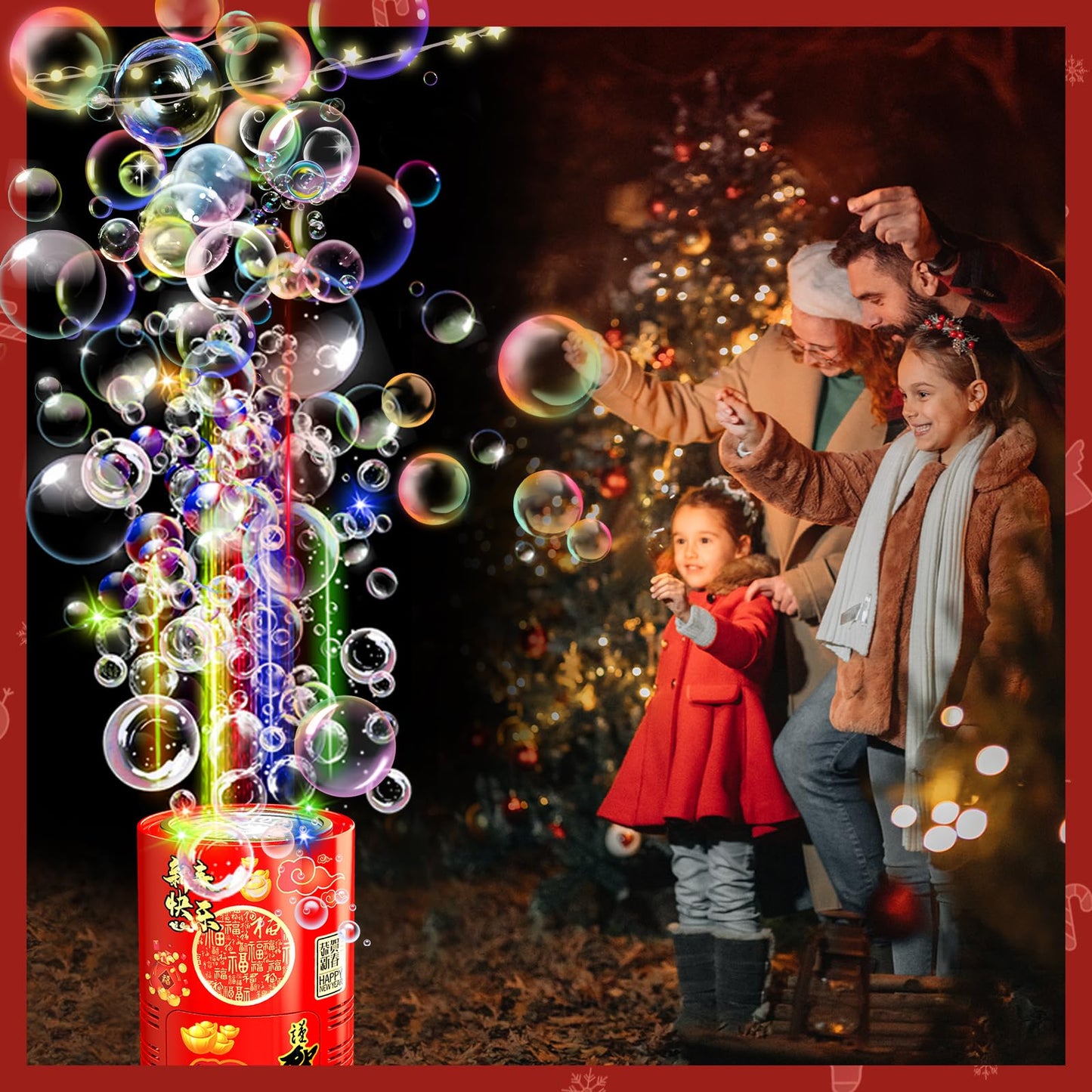 Ivtivfu Bubble Machine (20 Holes) with LED Lights – Portable Party Bubble Maker