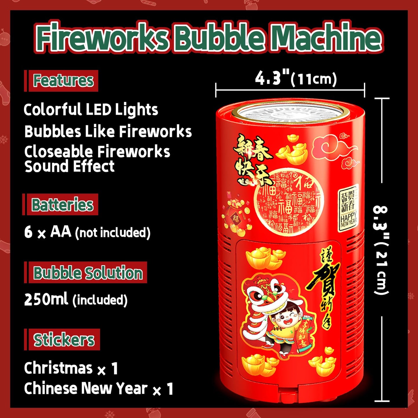 Ivtivfu Bubble Machine (20 Holes) with LED Lights – Portable Party Bubble Maker