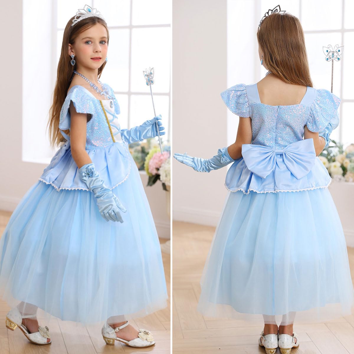 iTVTi Princess Cinderella Costume for Girls – Blue Dress, 2-3 Years, Cosplay Party Outfit