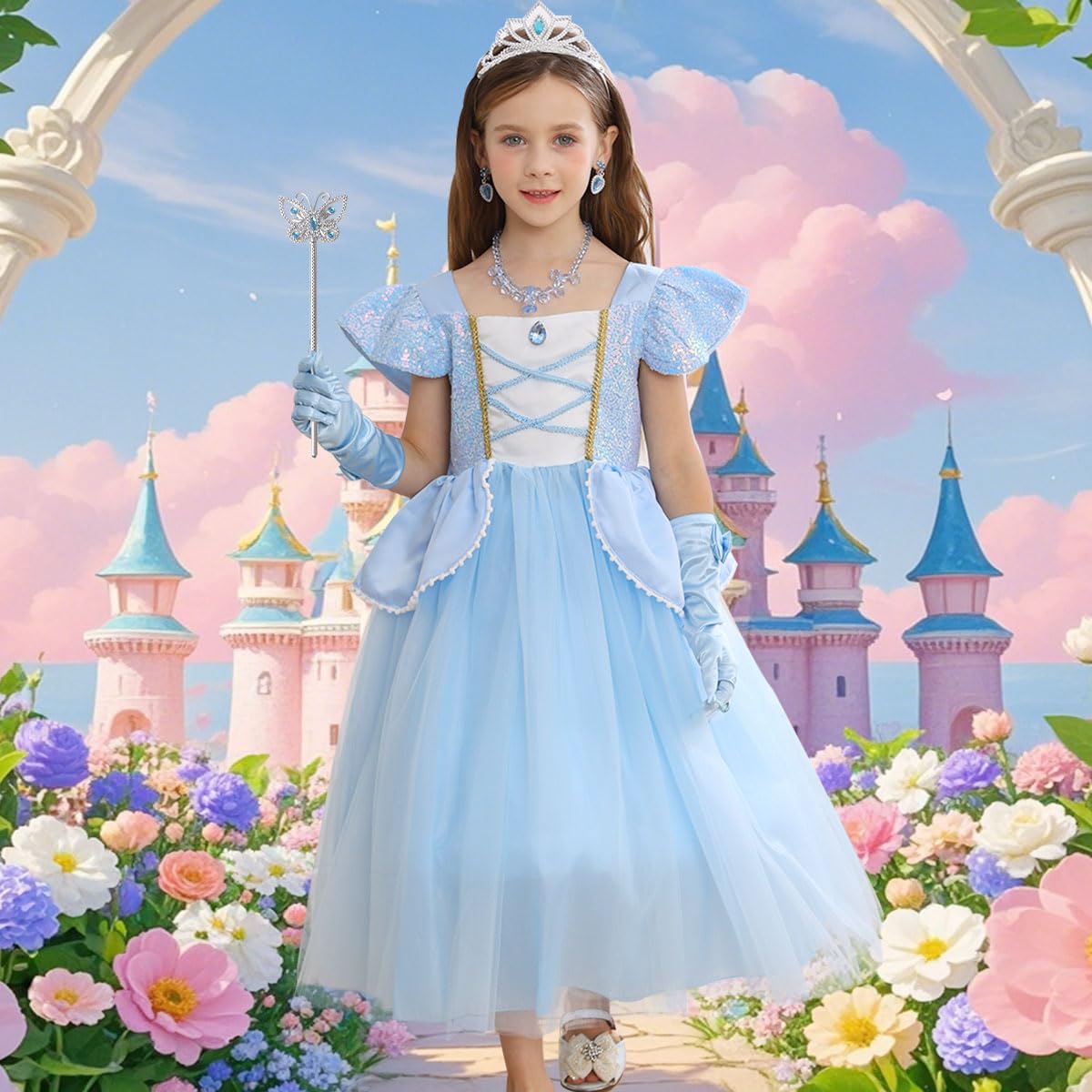 iTVTi Princess Cinderella Costume for Girls – Blue Dress, 2-3 Years, Cosplay Party Outfit