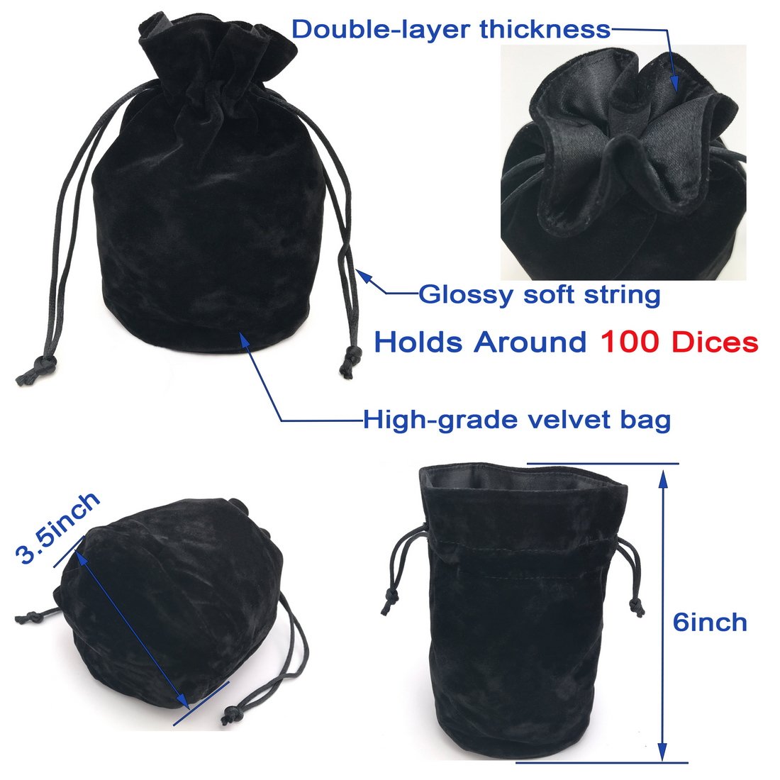 IvyFieldDice Assorted Polyhedral Dice Set with Black Drawstring Bag | 5 Colorways