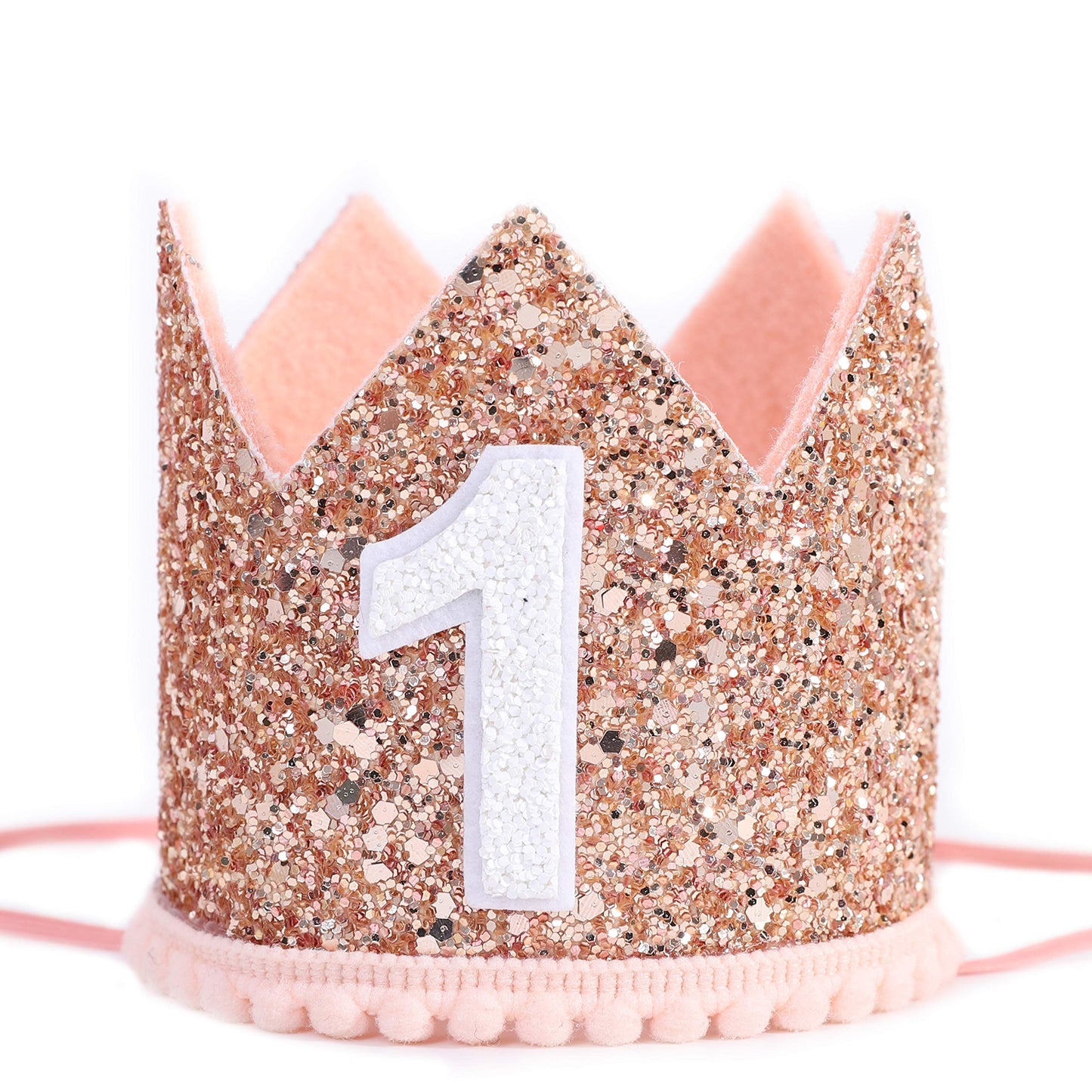 IVYRISE Glitter Birthday Crown – Pink & Gold Photo Booth Prop for Baby's 1st Birthday