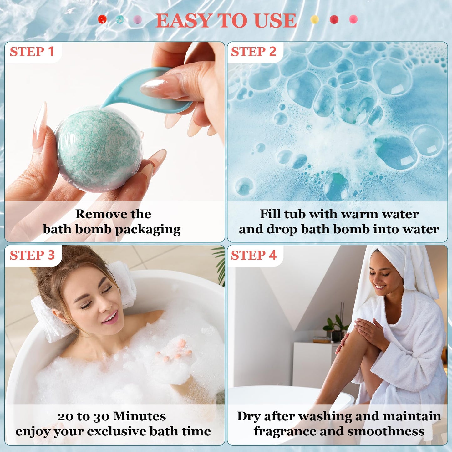 IvyWorkshop Bath Bombs Gift Set — 50 Pcs, 10 Scents, Natural Handmade Bubble Bath