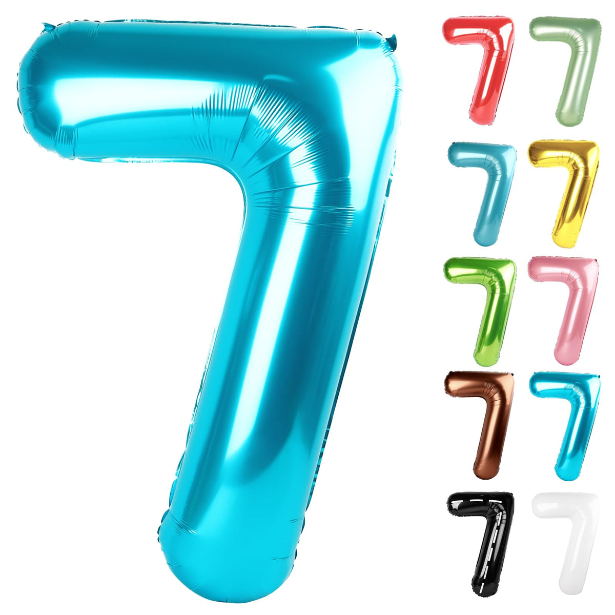 IWERP Light Blue 40-Inch Number 7 Balloon – 7th Birthday Decor