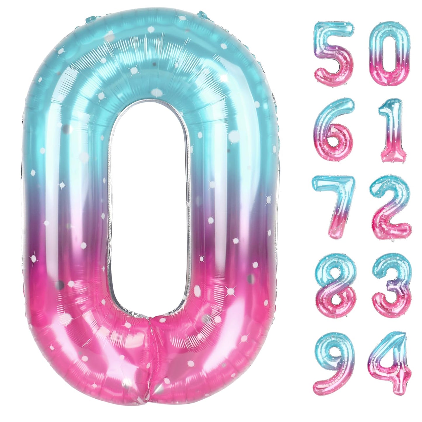 IWERP Starry Sky Number Balloon 40 Inch - 0 Balloon for Birthday Party Decor