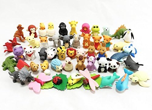 Iwako Japanese Erasers – Animal Collection, 50 Unique Pieces (No Duplicates)
