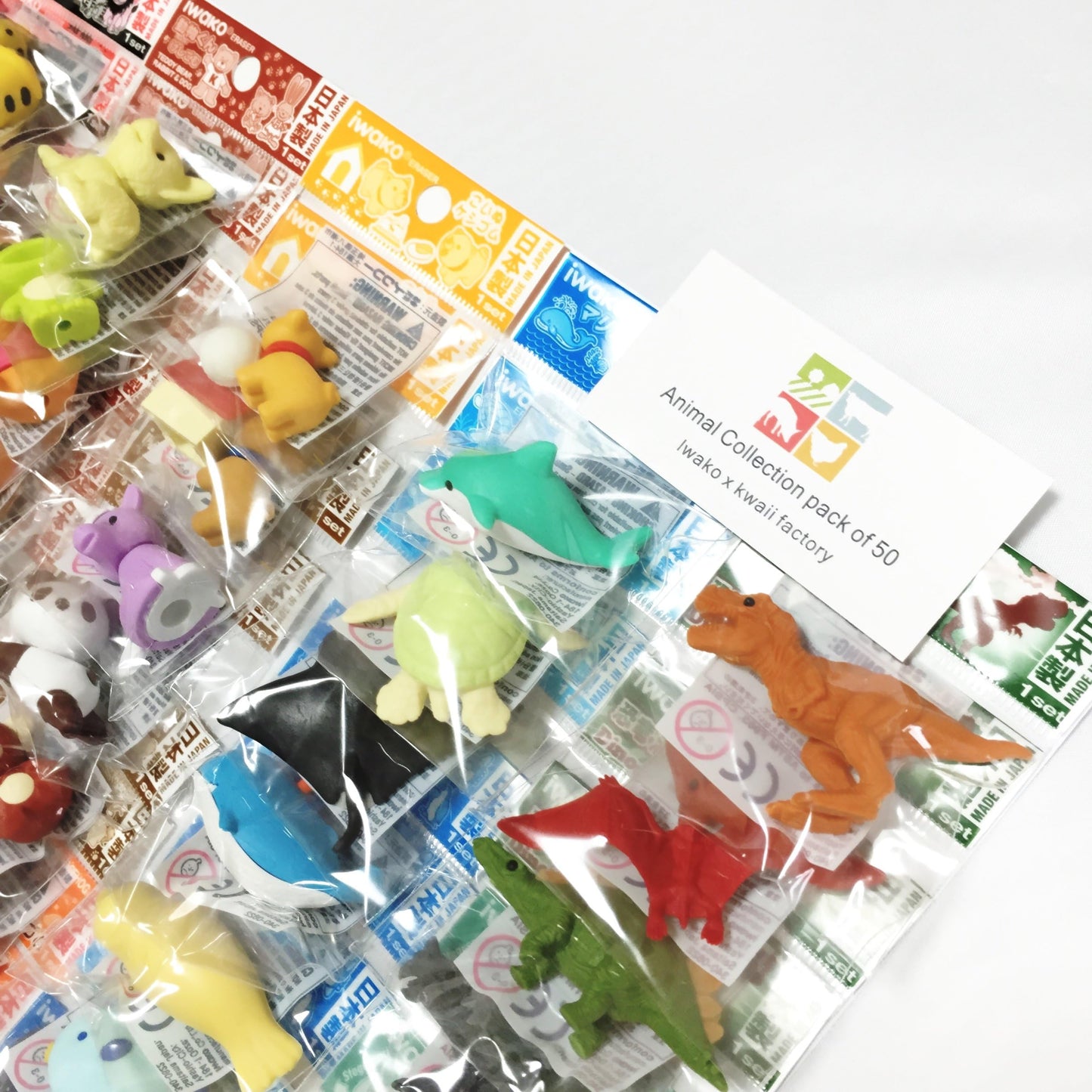 Iwako Japanese Erasers – Animal Collection, 50 Unique Pieces (No Duplicates)