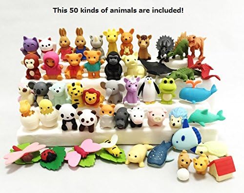 Iwako Japanese Erasers – Animal Collection, 50 Unique Pieces (No Duplicates)