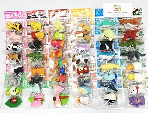 Iwako Japanese Erasers – Animal Collection, 50 Unique Pieces (No Duplicates)