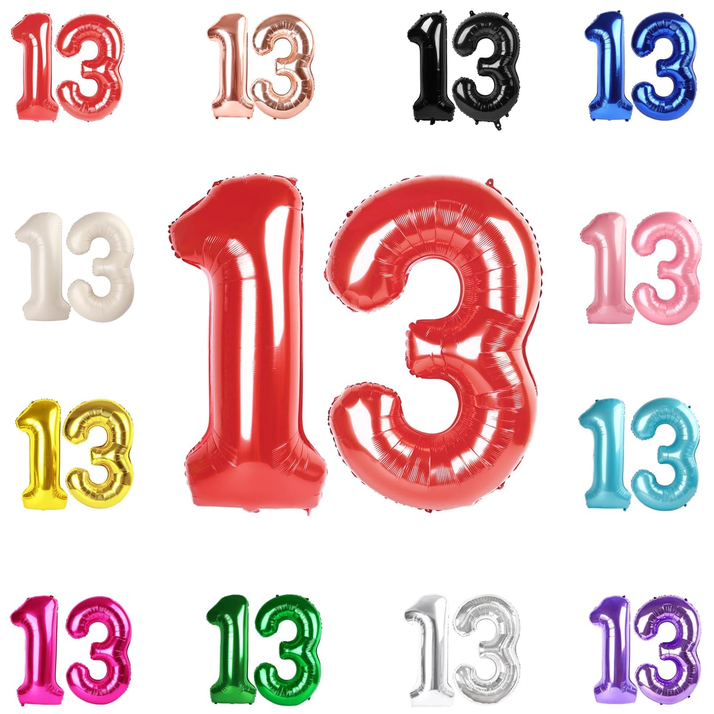 IWERP 13 Balloon Number – 40-Inch Red for 13th Birthday & 31st Anniversary Decor
