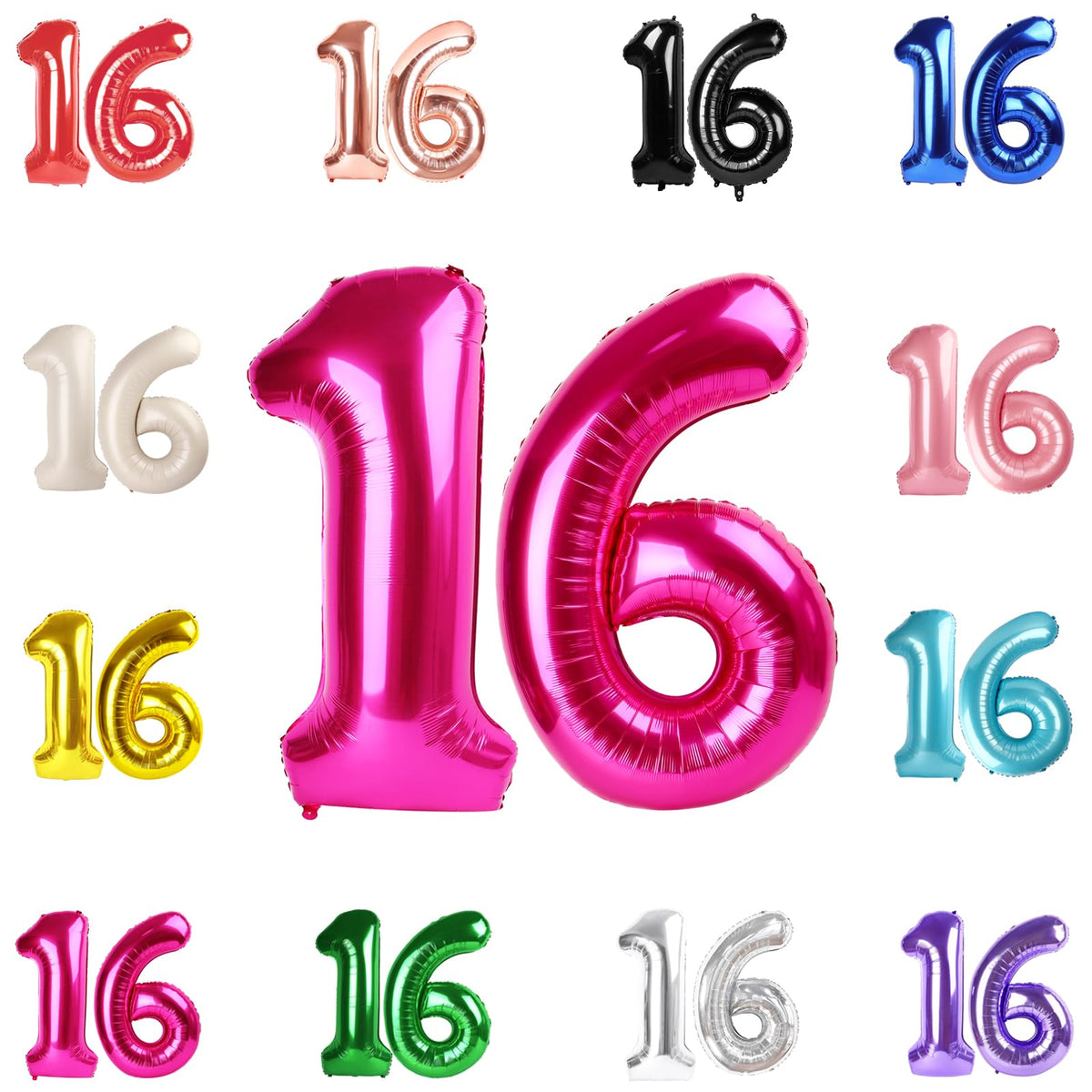 IWERP 16th Birthday Balloon - Hot Pink 40-Inch Number Balloon