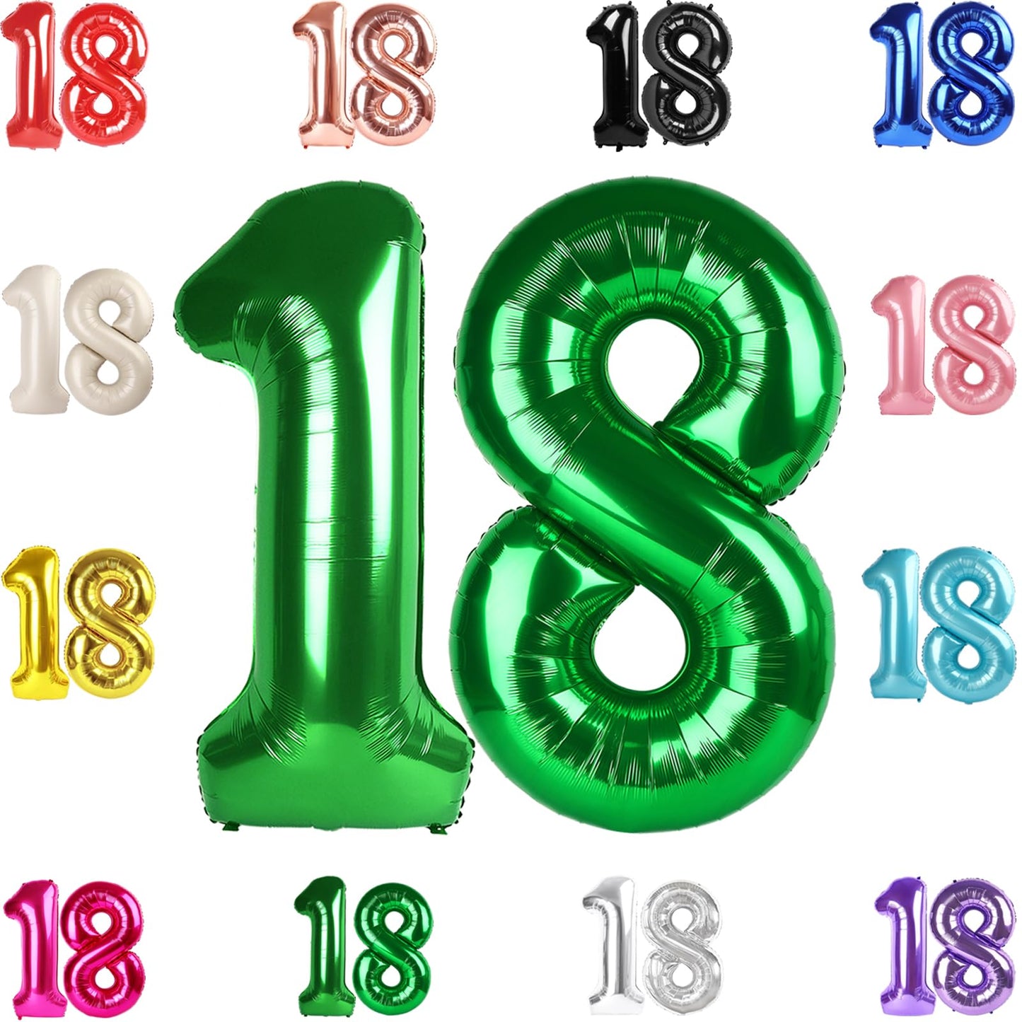 IWERP 18 Balloon – Green 40-Inch Number Balloon for 18th Birthday & Anniversary Decor
