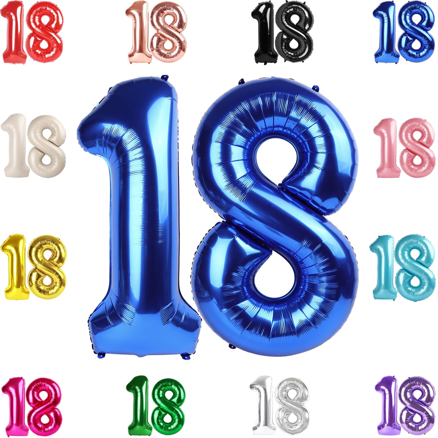 IWERP 18 Balloon Number – 40-Inch Metallic Blue for 18th Birthday & Anniversary