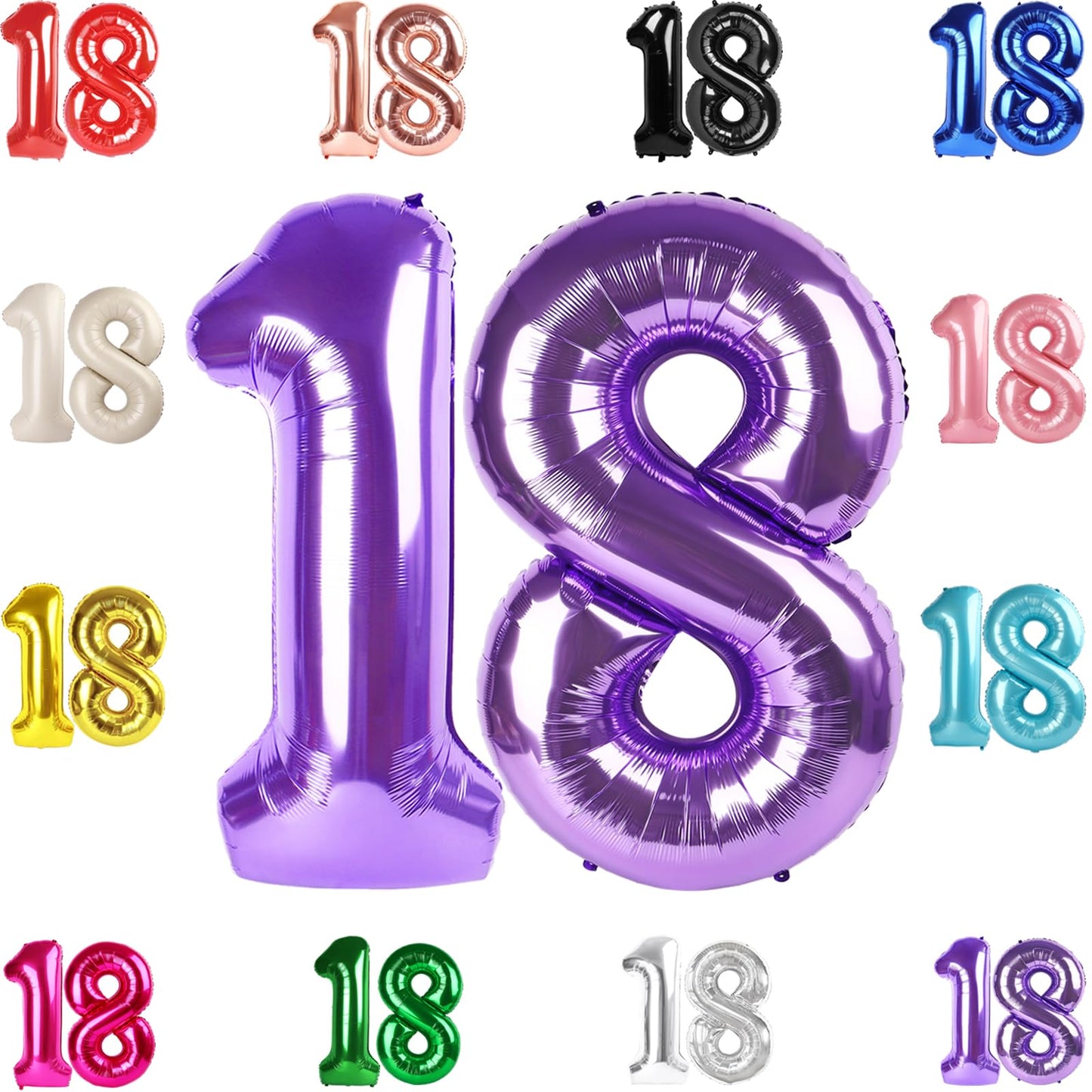 IWERP 18 Balloon Purple 40-Inch - 18th Birthday & Anniversary Decor