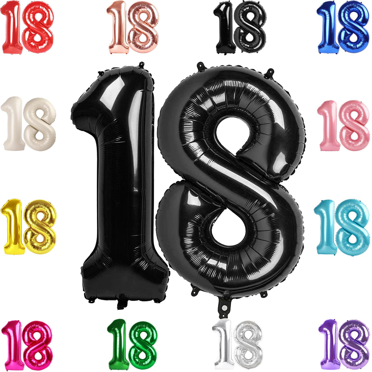 IWERP 18th Birthday Balloon – 40-Inch Black Number 18 for Milestone Parties