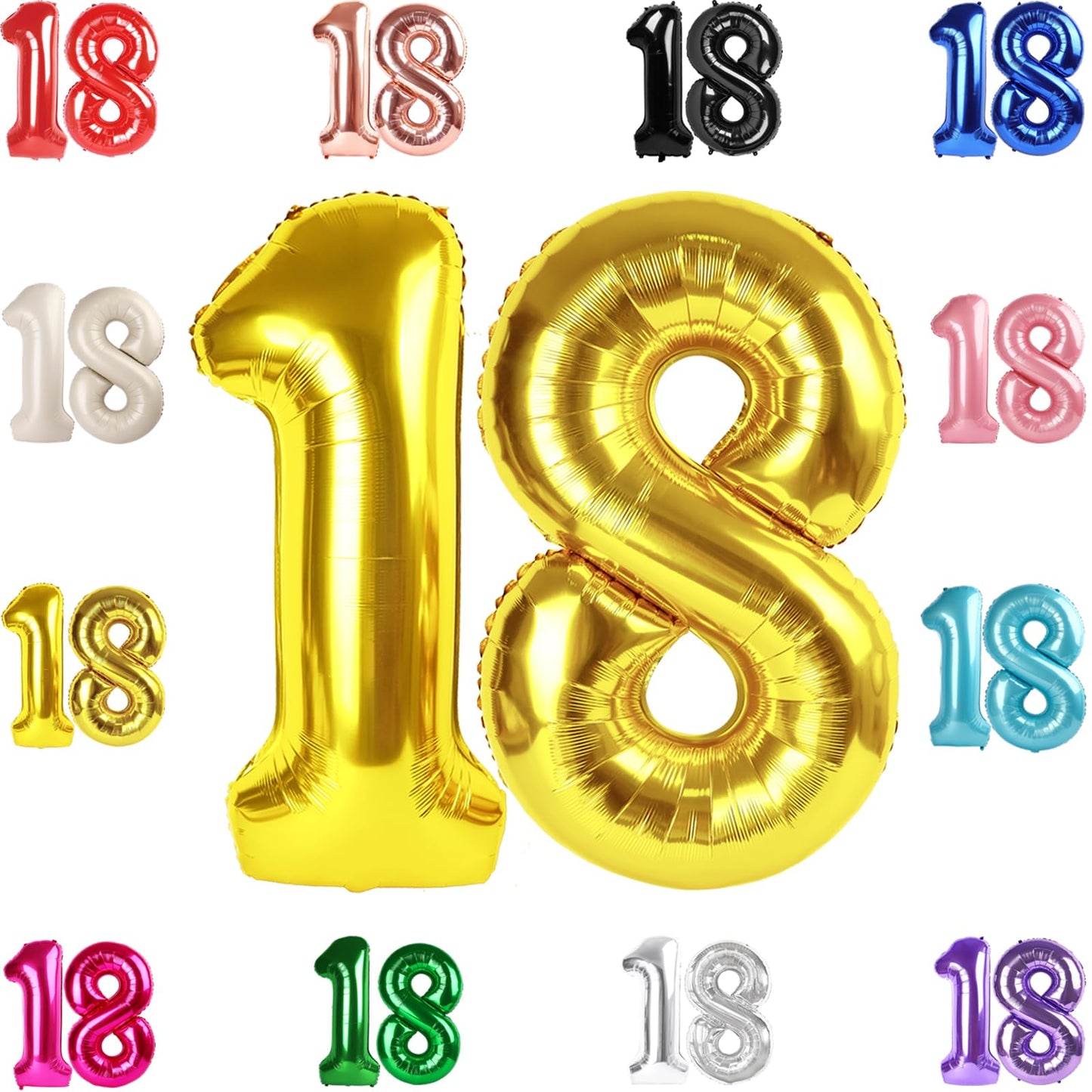 IWERP 18th Balloon – 40-Inch Gold Number for Birthday & Anniversary Parties