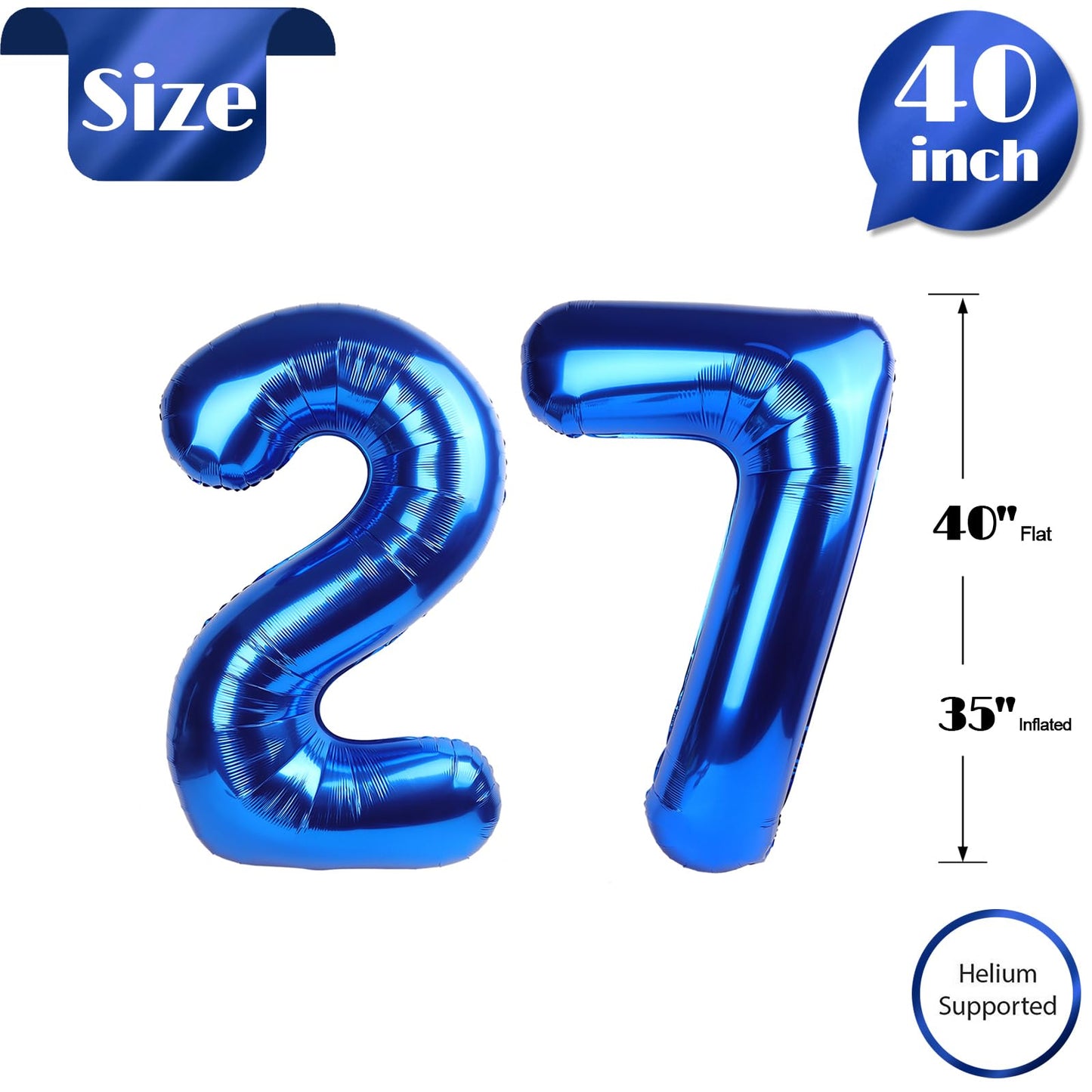 IWERP Navy Blue 27 Balloon – 40 Inch 27th Birthday Decorations