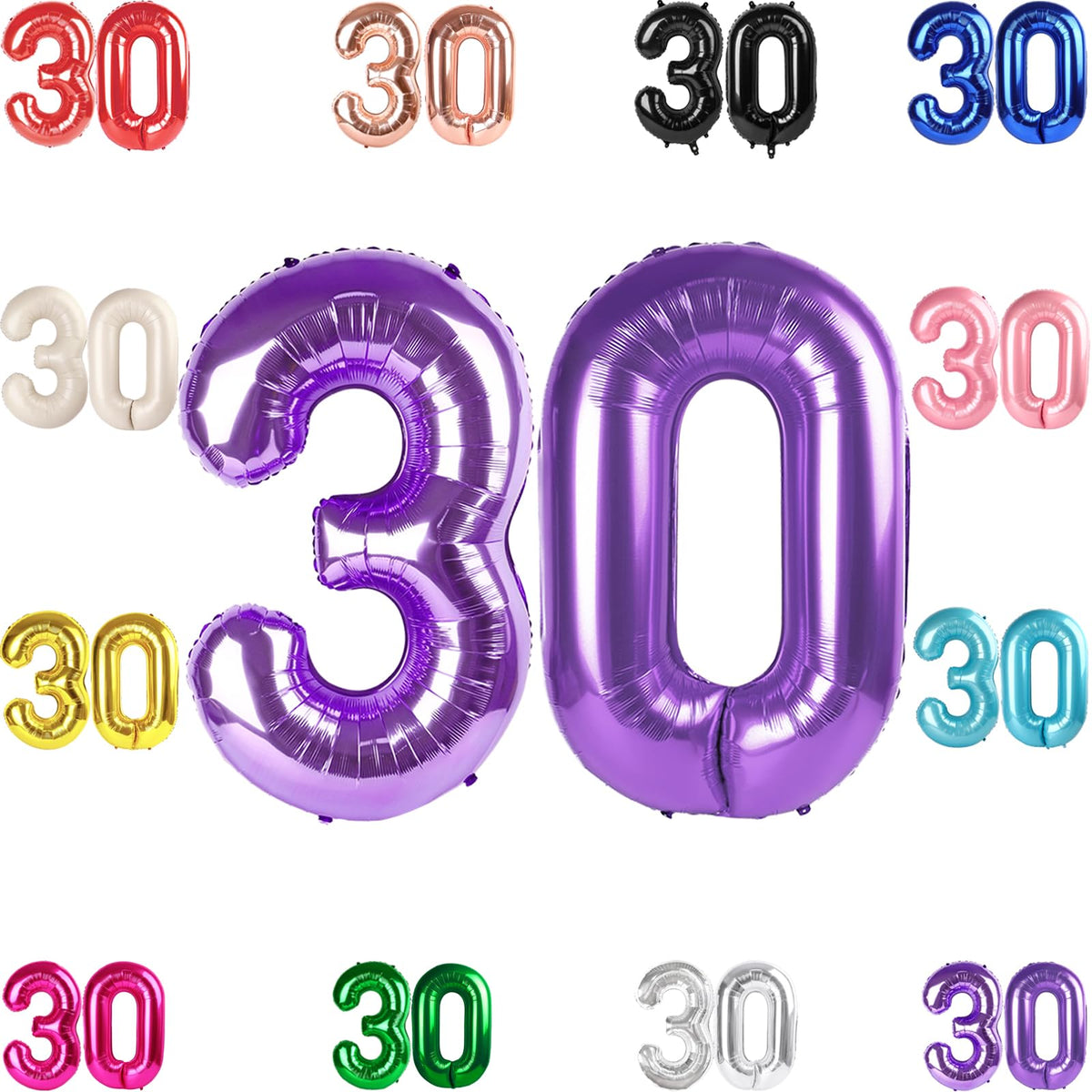 IWERP 30 Balloon – Purple 40-Inch Number Balloon for 30th Birthday & Anniversary Decor