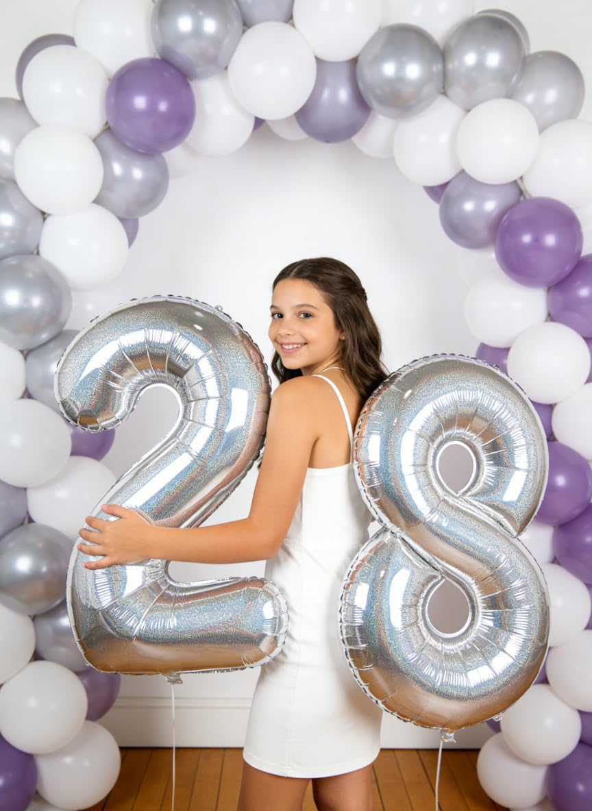 Laser Silver 3 Balloon - 40 Inch Number Balloon for 3rd Birthday | IWERP