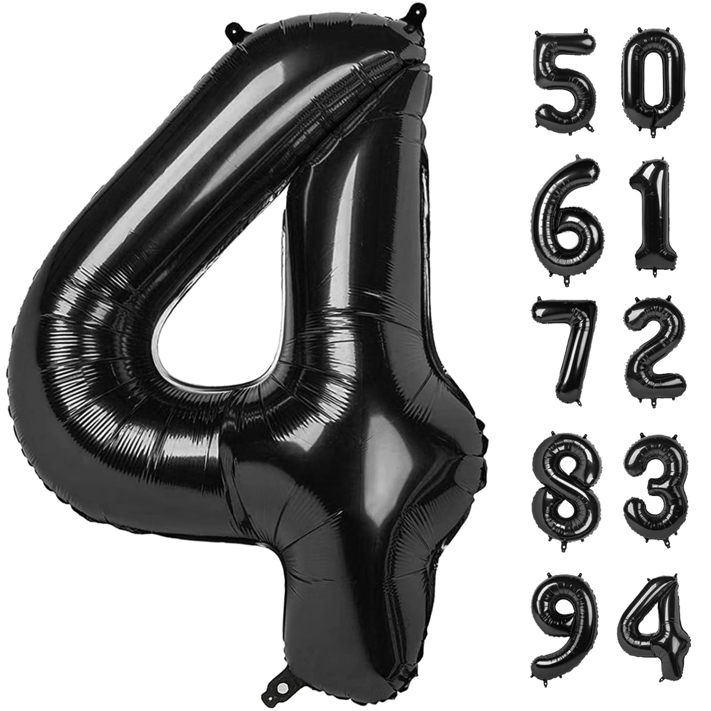 IWERP 4 Balloon 40-Inch - Black & Gold Number 4 Balloon for Party Decor | Large 4th Birthday Balloon