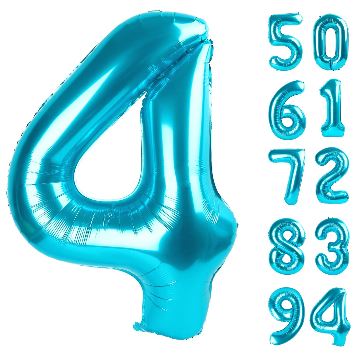 IWERP 4 Balloon: Blue 40-Inch Number Balloon for 4th Birthday Party Decor
