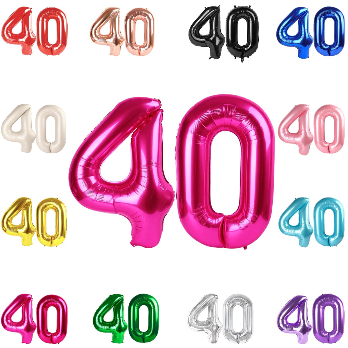 IWERP 40 Balloon Hot Pink – 40-Inch Number Balloon for 40th Birthday & Anniversary