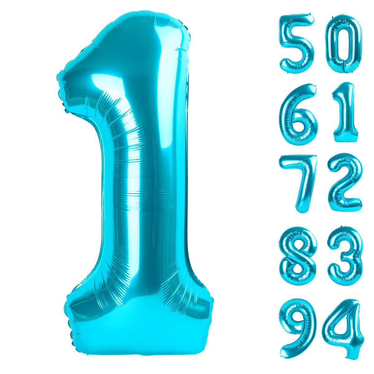 IWERP 40 Inch Blue Number Balloon – Giant 1 Foil Balloon for First Birthday Party Decor