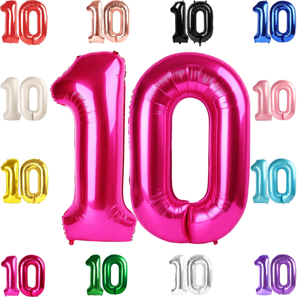 IWERP 40-Inch Hot Pink 10th Birthday Balloon – 10 Years Old Decor